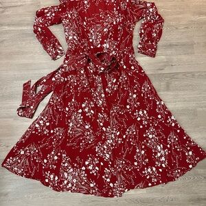 Reformation Red Floral Women's Wrap Dress Small